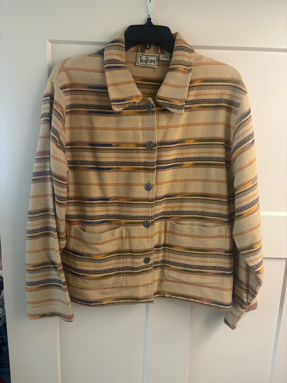 Vintage Tantrums Boho Western Stripe Shirt Jacket Shacket Size Medium